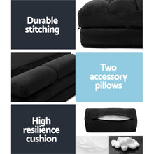Load image into Gallery viewer, Artiss Floor Lounge Sofa Bed 2 - seater Charcoal Suede - The White Mall
