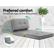 Load image into Gallery viewer, Artiss Floor Lounge Single Sofa Bed Grey Fabric - The White Mall
