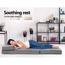 Load image into Gallery viewer, Artiss Floor Lounge Single Sofa Bed Grey Fabric - The White Mall
