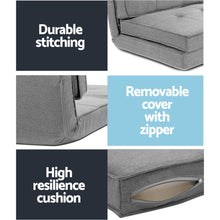 Load image into Gallery viewer, Artiss Floor Lounge Single Sofa Bed Grey Fabric - The White Mall
