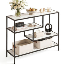 Load image into Gallery viewer, Artiss Console Table Entryway Hallway Marble Effect 4-Tier Storage Shelves White

