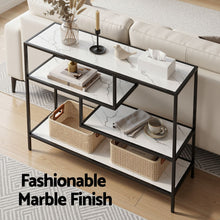 Load image into Gallery viewer, Artiss Console Table Entryway Hallway Marble Effect 4-Tier Storage Shelves White
