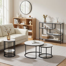 Load image into Gallery viewer, Artiss Console Table Entryway Hallway Marble Effect 4-Tier Storage Shelves White
