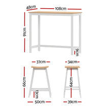 Load image into Gallery viewer, Artiss Bar Table and Stools Set Dining Desk Solid Wood Kitchen Chairs Cafe Pub
