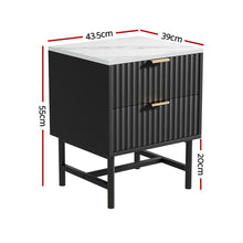 Load image into Gallery viewer, Artiss 2x Bedside Table 2 Drawers - Black

