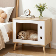 Load image into Gallery viewer, Artiss Cat Nest Bedside Table Solid Wood 60cm

