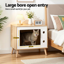 Load image into Gallery viewer, Artiss Cat Nest Bedside Table Solid Wood 60cm
