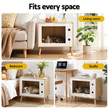 Load image into Gallery viewer, Artiss Cat Nest Bedside Table Solid Wood 60cm
