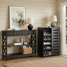 Load image into Gallery viewer, Artiss Shoe Rack Cabinet &amp; Console Table Set Storage Shelf Black
