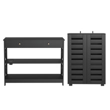 Load image into Gallery viewer, Artiss Shoe Rack Cabinet &amp; Console Table Set Storage Shelf Black
