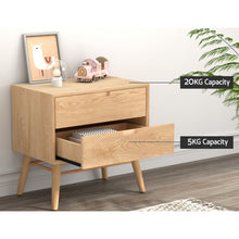 Load image into Gallery viewer, Artiss Bedside Table Drawers Side End Table Storage Cabinet Nightstand Oak GINO
