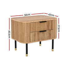 Load image into Gallery viewer, Artiss Bedside Table 2 Drawers Paulownia Wood Pine
