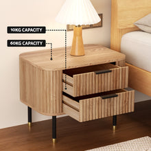 Load image into Gallery viewer, Artiss Bedside Table 2 Drawers Paulownia Wood Pine
