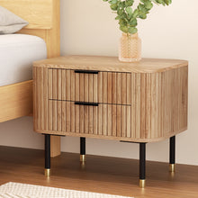 Load image into Gallery viewer, Artiss Bedside Table 2 Drawers Paulownia Wood Pine
