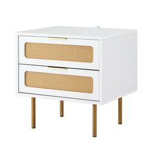 Load image into Gallery viewer, Artiss Rattan Bedside Table 2 Drawers Pine
