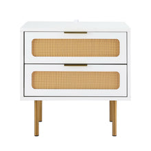 Load image into Gallery viewer, Artiss Rattan Bedside Table 2 Drawers Pine
