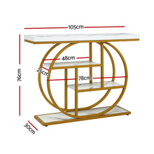 Load image into Gallery viewer, Artiss Console Table Marble Effect 4-Tier Shelves 105CM White&amp;Gold
