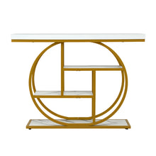 Load image into Gallery viewer, Artiss Console Table Marble Effect 4-Tier Shelves 105CM White&amp;Gold
