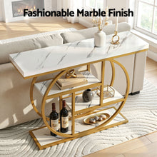 Load image into Gallery viewer, Artiss Console Table Marble Effect 4-Tier Shelves 105CM White&amp;Gold
