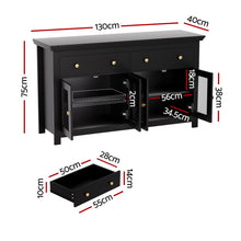 Load image into Gallery viewer, Artiss Buffet Sideboard Storage Cabinet Kitchen Cupboard Clear Door Drawer Black
