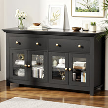 Load image into Gallery viewer, Artiss Buffet Sideboard Storage Cabinet Kitchen Cupboard Clear Door Drawer Black
