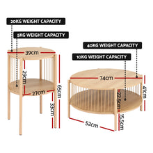 Load image into Gallery viewer, Artiss Coffee Table 2-Tier Round Wood
