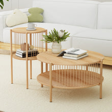 Load image into Gallery viewer, Artiss Coffee Table 2-Tier Round Wood
