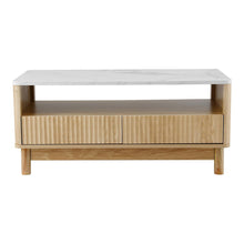 Load image into Gallery viewer, Artiss Coffee Table Drawer Shelf Marble Effect Wood&amp;White
