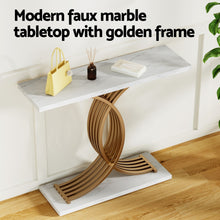 Load image into Gallery viewer, Artiss Console Table Marble Effect White&amp;Gold
