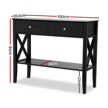 Load image into Gallery viewer, Artiss Console Table 2 Drawers 100CM Black
