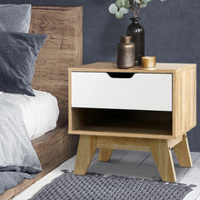 Load image into Gallery viewer, Artiss Bedside Table 1 Drawer with Shelf - IKER White &amp; Oak
