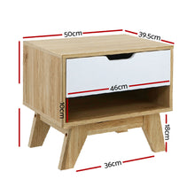 Load image into Gallery viewer, Artiss Bedside Table 1 Drawer with Shelf - IKER White &amp; Oak
