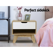 Load image into Gallery viewer, Artiss Bedside Table 1 Drawer with Shelf - IKER White &amp; Oak
