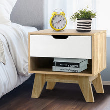 Load image into Gallery viewer, Artiss Bedside Table 1 Drawer with Shelf - IKER White &amp; Oak
