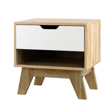 Load image into Gallery viewer, Artiss Bedside Table 1 Drawer with Shelf - IKER White &amp; Oak
