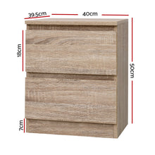 Load image into Gallery viewer, Artiss 2x Bedside Table 2 Drawers - PEPE Oak
