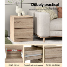 Load image into Gallery viewer, Artiss 2x Bedside Table 2 Drawers - PEPE Oak
