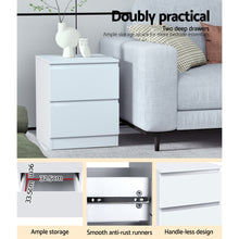 Load image into Gallery viewer, Artiss 2x Bedside Table 2 Drawers - PEPE White

