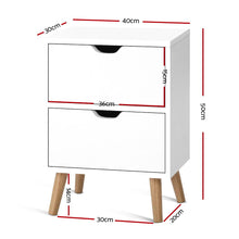 Load image into Gallery viewer, Artiss Bedside Table 2 Drawers - BODEN White

