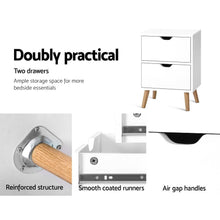 Load image into Gallery viewer, Artiss Bedside Table 2 Drawers - BODEN White
