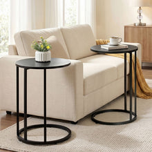 Load image into Gallery viewer, Artiss C Shaped End Table Set of 2 Coffee Table Side Table Round Black
