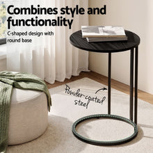 Load image into Gallery viewer, Artiss C Shaped End Table Set of 2 Coffee Table Side Table Round Black
