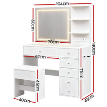 Load image into Gallery viewer, Artiss Dressing Table LED Vanity Desk Set Stool White
