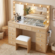 Load image into Gallery viewer, Artiss Dressing Table Vanity Desk Set Stool LED Bulbs Wood - The White Mall
