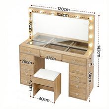 Load image into Gallery viewer, Artiss Dressing Table Vanity Desk Set Stool LED Bulbs Wood - The White Mall
