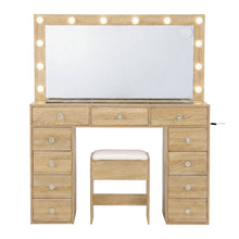 Load image into Gallery viewer, Artiss Dressing Table Vanity Desk Set Stool LED Bulbs Wood - The White Mall
