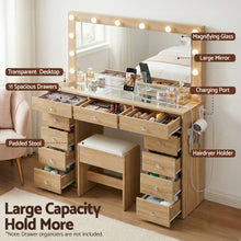 Load image into Gallery viewer, Artiss Dressing Table Vanity Desk Set Stool LED Bulbs Wood - The White Mall
