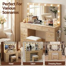 Load image into Gallery viewer, Artiss Dressing Table Vanity Desk Set Stool LED Bulbs Wood - The White Mall
