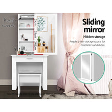 Load image into Gallery viewer, Artiss Dressing Table Stool Set Sliding Mirror White Demi
