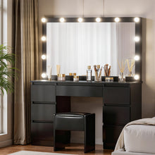 Load image into Gallery viewer, Artiss Dressing Table Vanity Desk Set Stool 12 Led Bulbs Black
